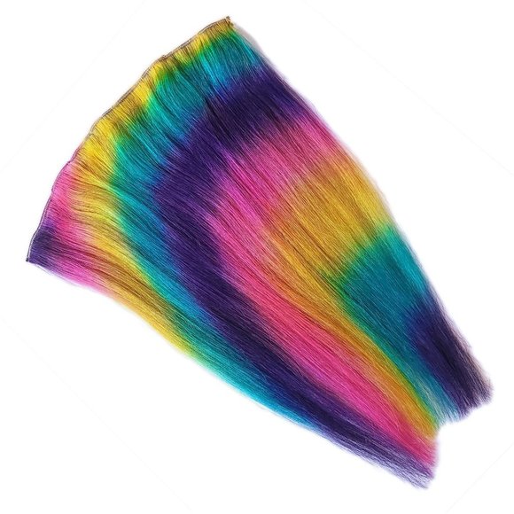 16 inch Remy Human Hair Extensions Prism Rainbow - Straight Rainbow Colors - Picture 2 of 3